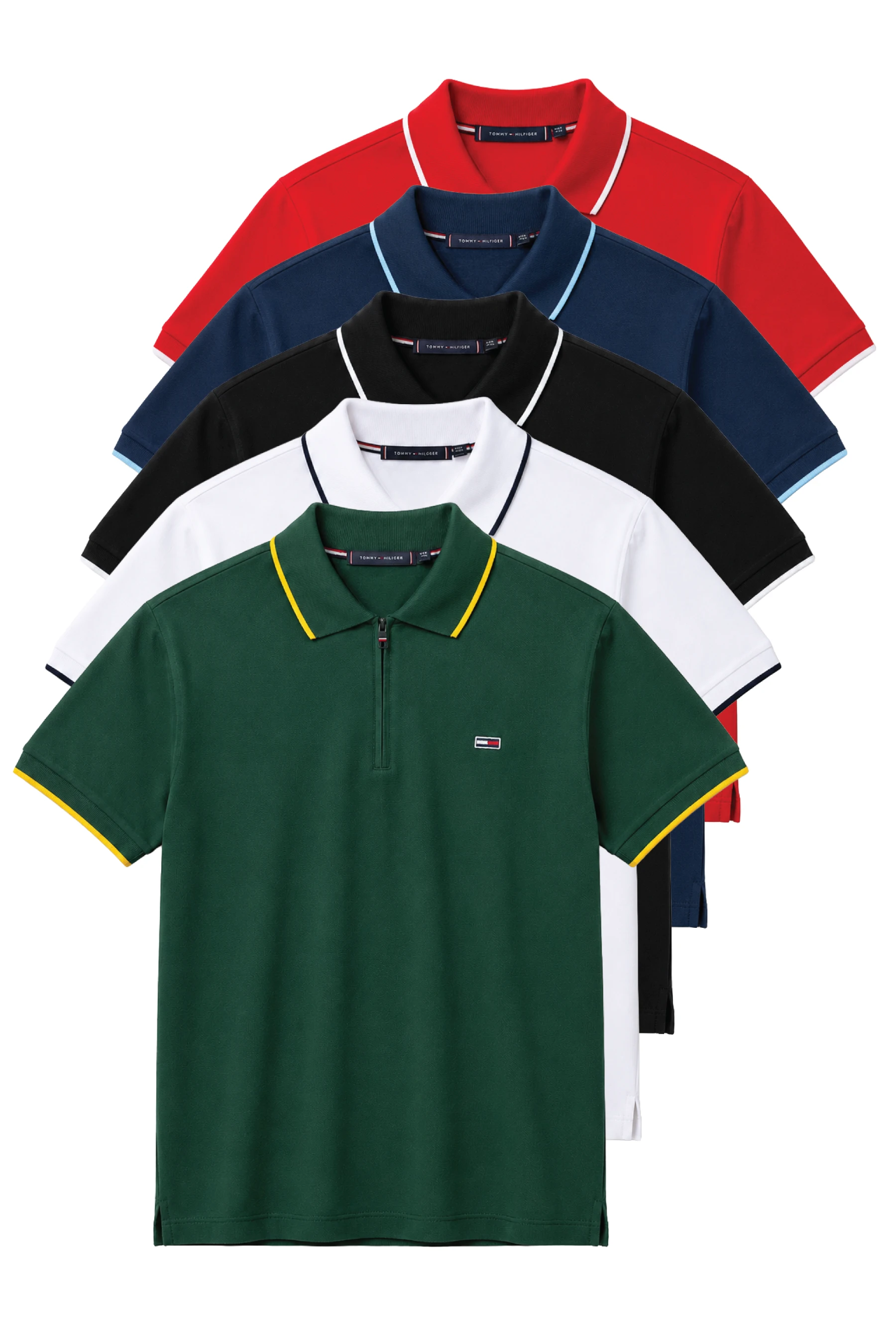 Polo shirt Tommy Demi Zip en coton piqué de Luxe Ref-PTH33N0-V